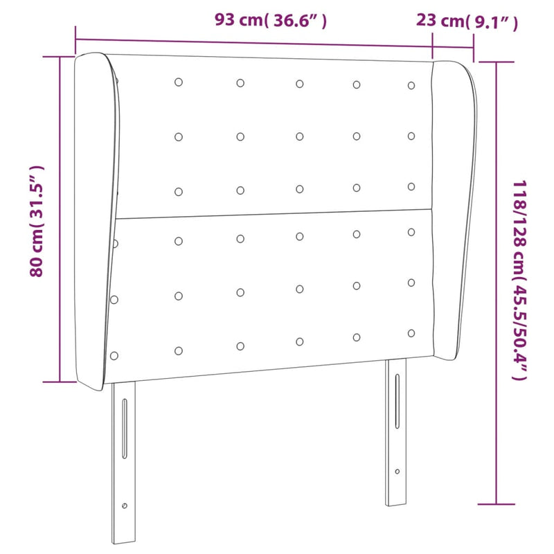 vidaXL krémszínű szövet fejtámla szárnyakkal 93 x 23 x 118/128 cm