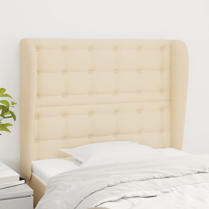 vidaXL krémszínű szövet fejtámla szárnyakkal 93 x 23 x 118/128 cm
