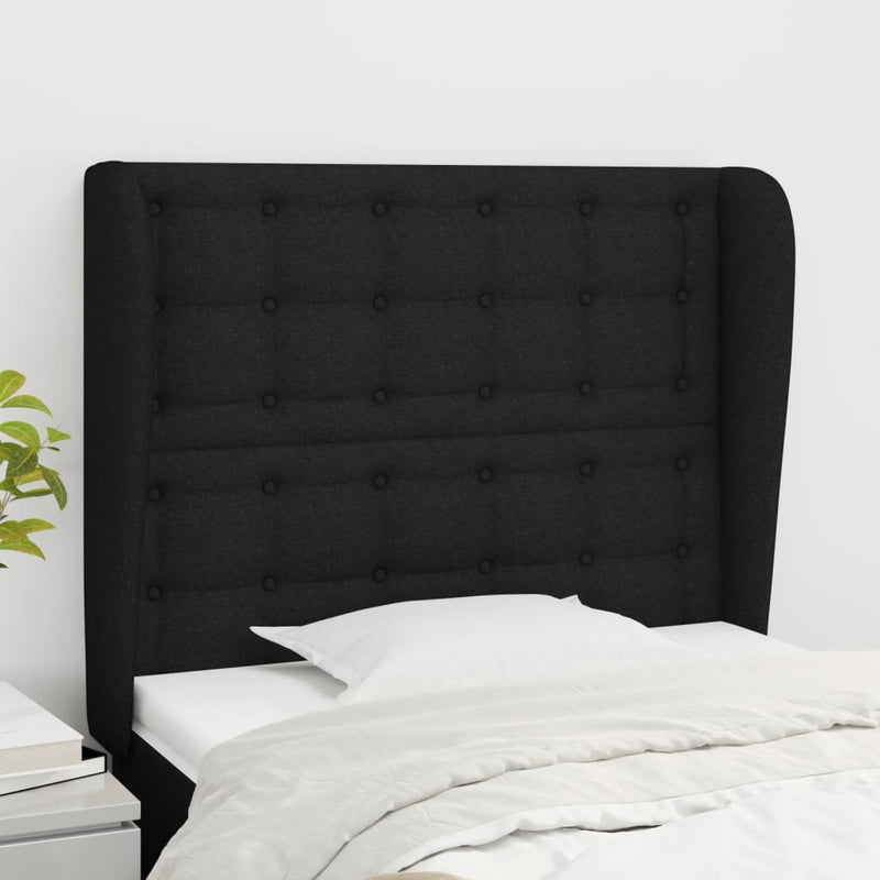 vidaXL fekete szövet fejtámla szárnyakkal 103 x 23 x 118/128 cm