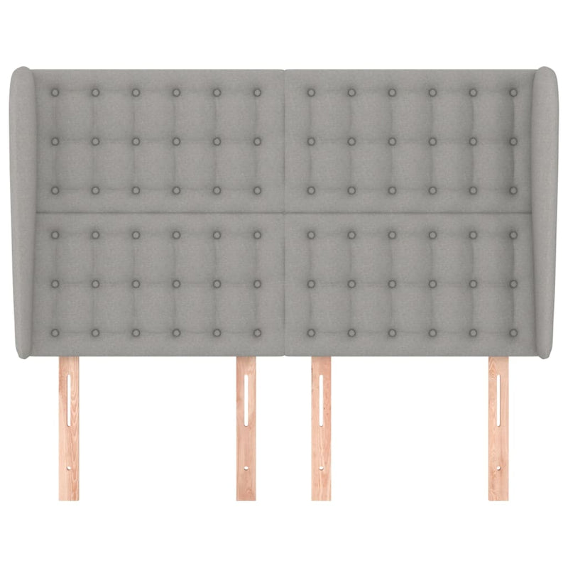 vidaXL világosszürke szövet fejtámla szárnyakkal 147 x 23 x 118/128 cm