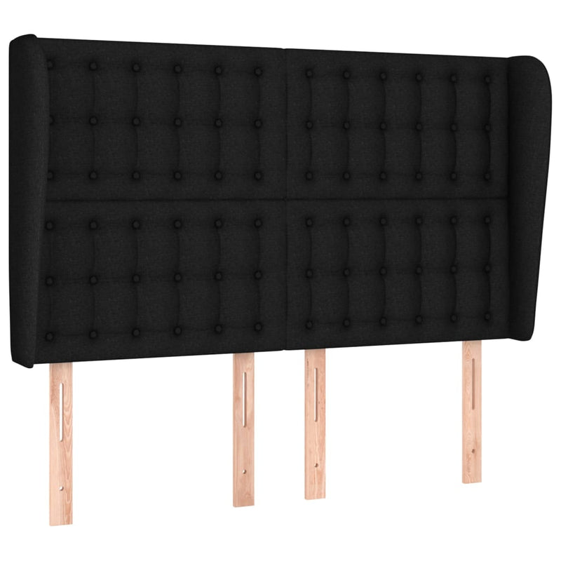 vidaXL fekete szövet fejtámla szárnyakkal 147 x 23 x 118/128 cm