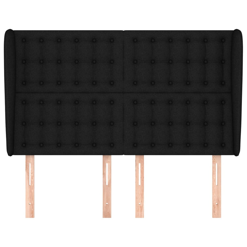vidaXL fekete szövet fejtámla szárnyakkal 147 x 23 x 118/128 cm