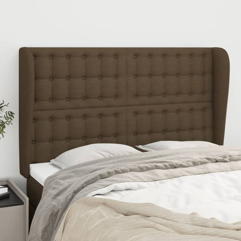 vidaXL sötétbarna szövet fejtámla szárnyakkal 147 x 23 x 118/128 cm