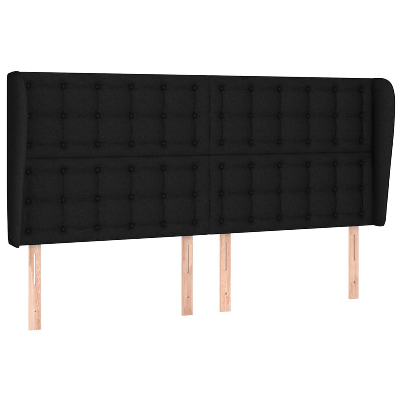 vidaXL fekete szövet fejtámla szárnyakkal 163 x 23 x 118/128 cm