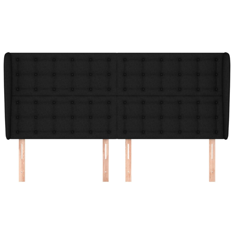 vidaXL fekete szövet fejtámla szárnyakkal 163 x 23 x 118/128 cm