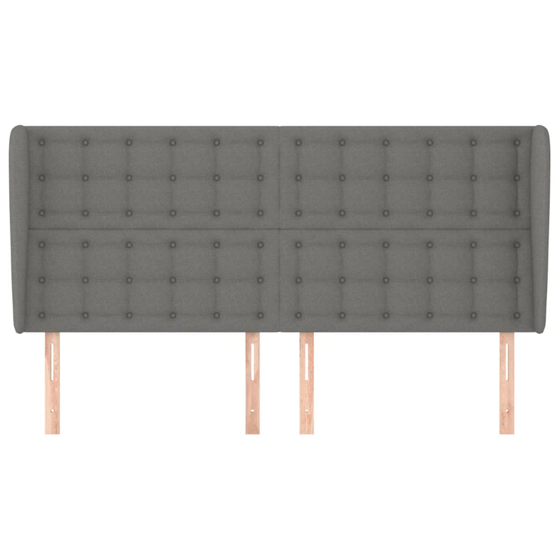 vidaXL sötétszürke szövet fejtámla szárnyakkal 183x23x118/128 cm