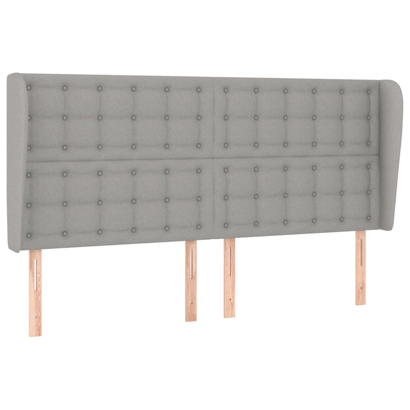 vidaXL világosszürke szövet fejtámla szárnyakkal 203x23x118/128 cm