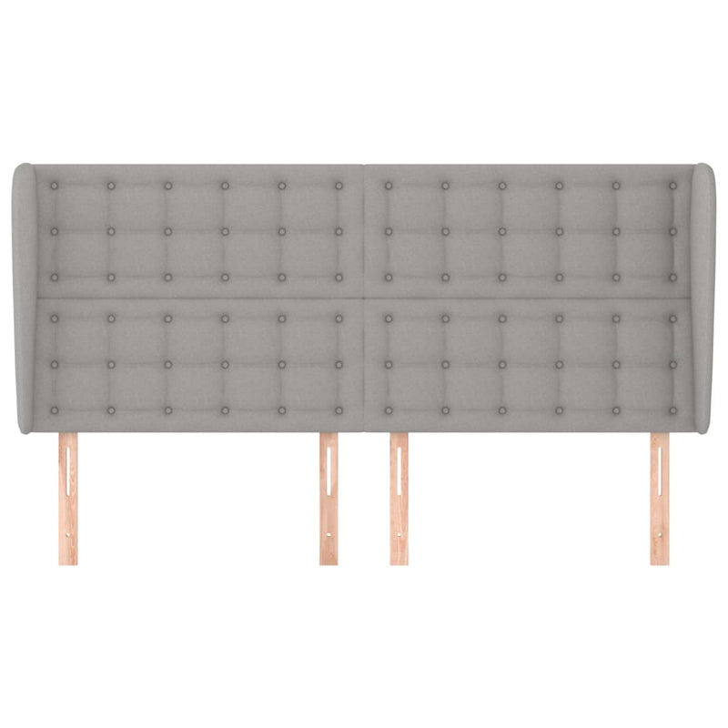 vidaXL világosszürke szövet fejtámla szárnyakkal 203x23x118/128 cm