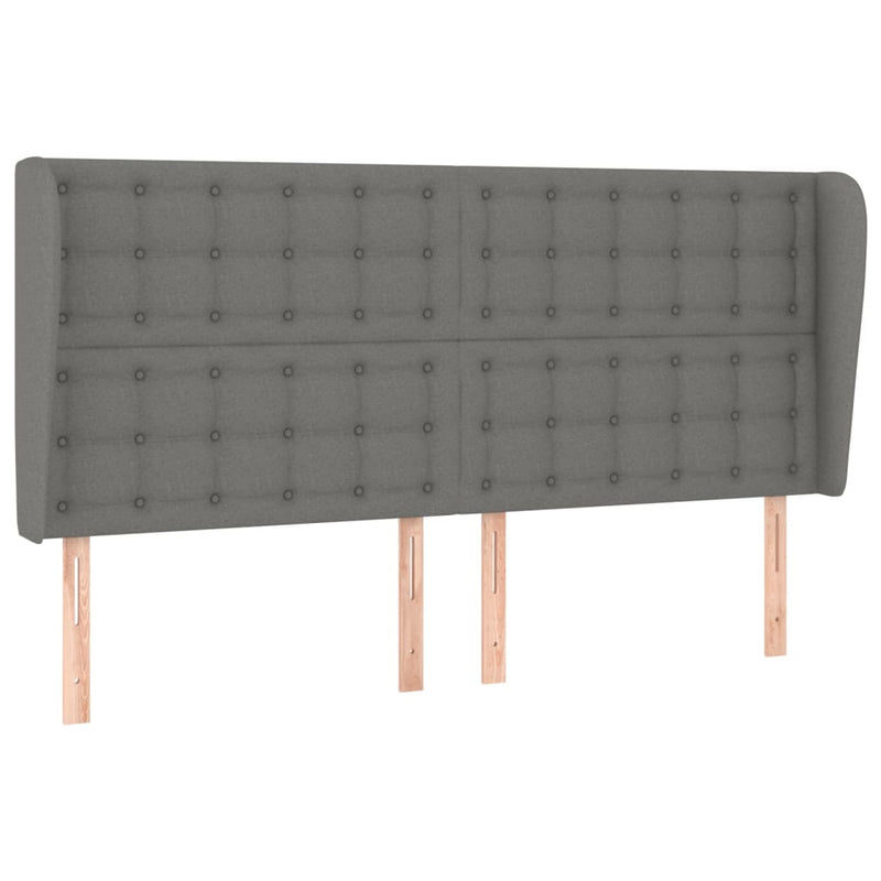 vidaXL sötétszürke szövet fejtámla szárnyakkal 203x23x118/128 cm