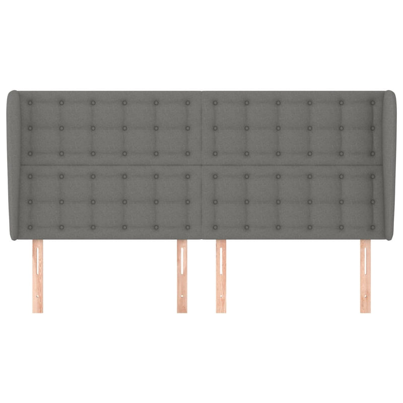vidaXL sötétszürke szövet fejtámla szárnyakkal 203x23x118/128 cm