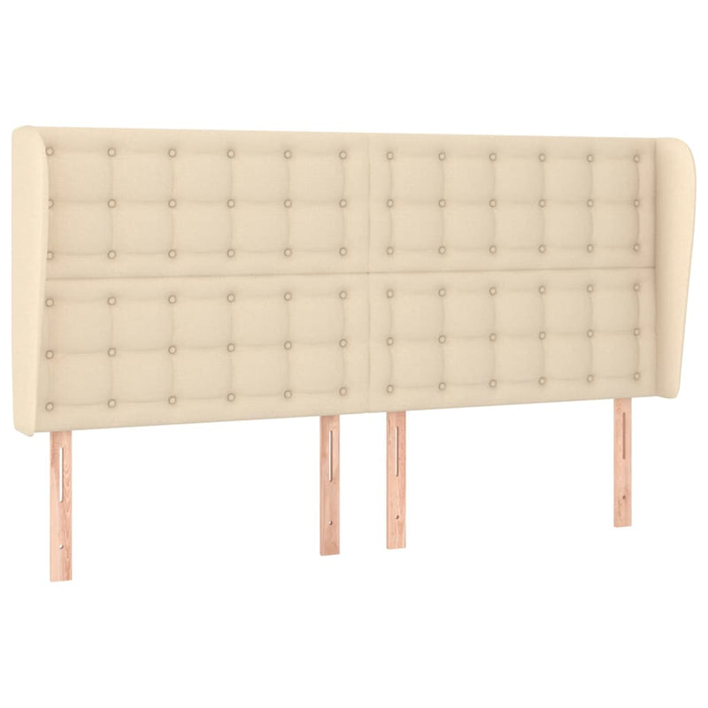 vidaXL krémszínű szövet fejtámla szárnyakkal 203x23x118/128 cm