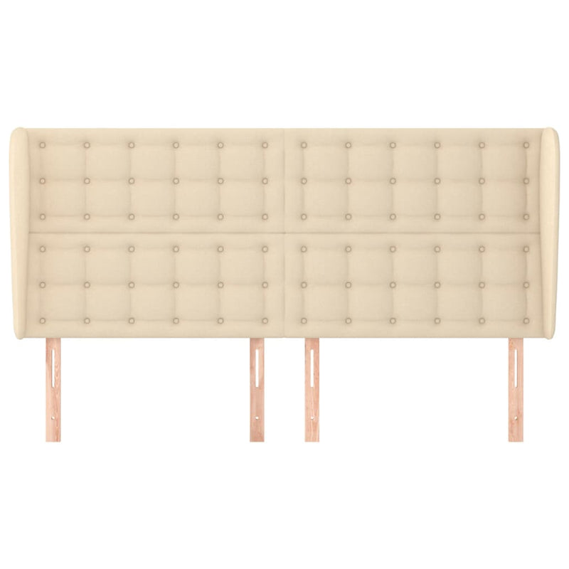 vidaXL krémszínű szövet fejtámla szárnyakkal 203x23x118/128 cm