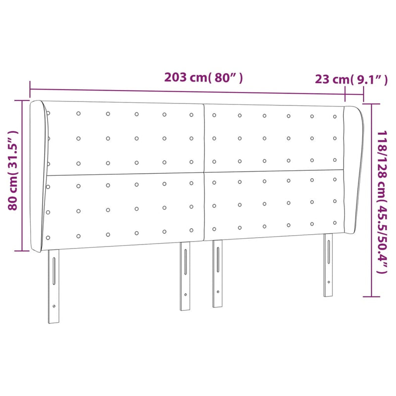 vidaXL krémszínű szövet fejtámla szárnyakkal 203x23x118/128 cm