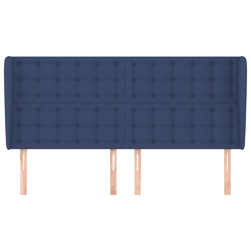 vidaXL kék szövet fejtámla szárnyakkal 203x23x118/128 cm