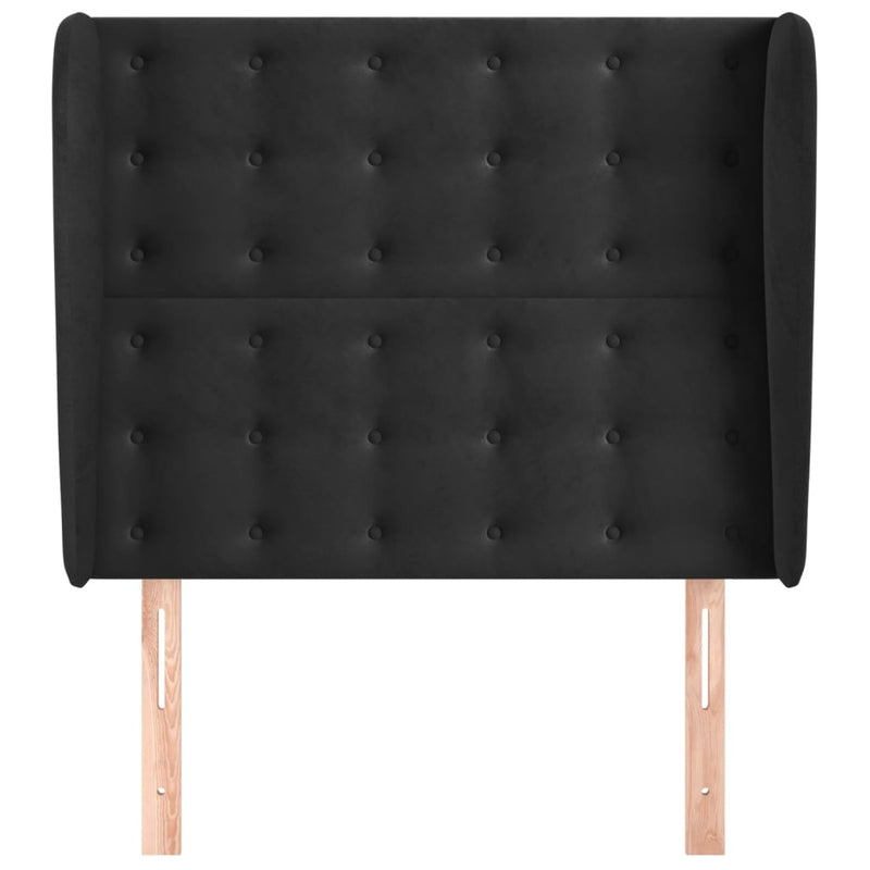 vidaXL fekete bársony fejtámla szárnyakkal 83 x 23 x 118/128 cm
