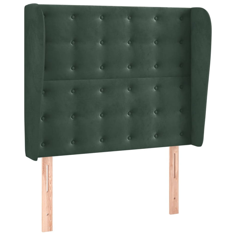 vidaXL sötétzöld bársony fejtámla szárnyakkal 83 x 23 x 118/128 cm