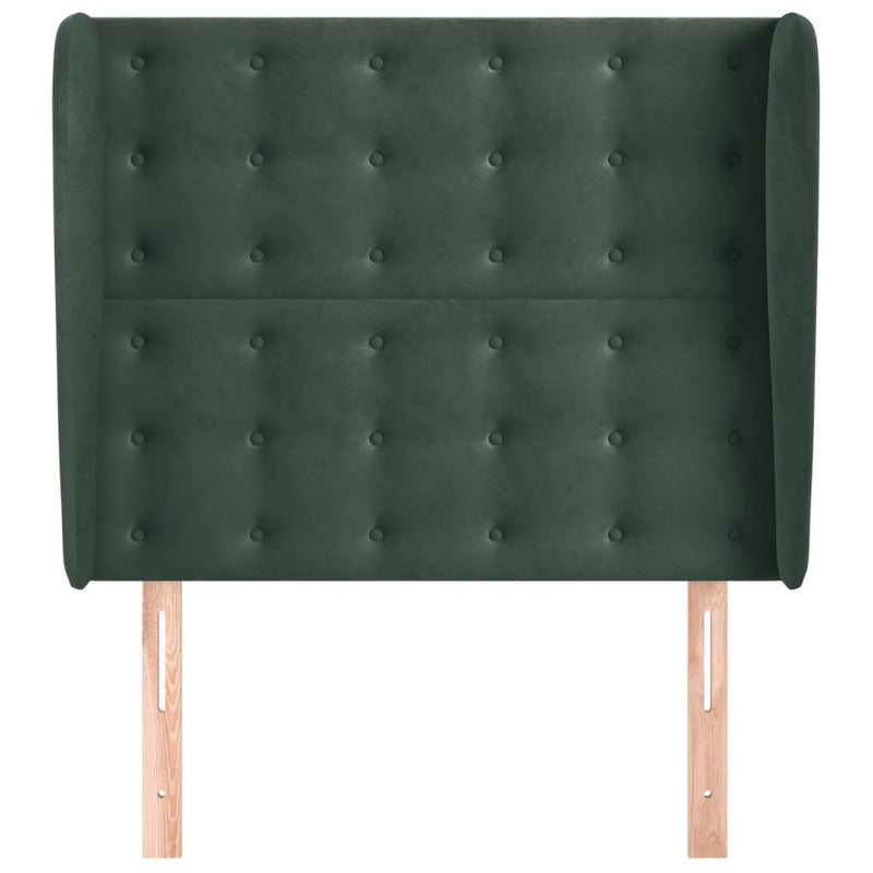 vidaXL sötétzöld bársony fejtámla szárnyakkal 83 x 23 x 118/128 cm