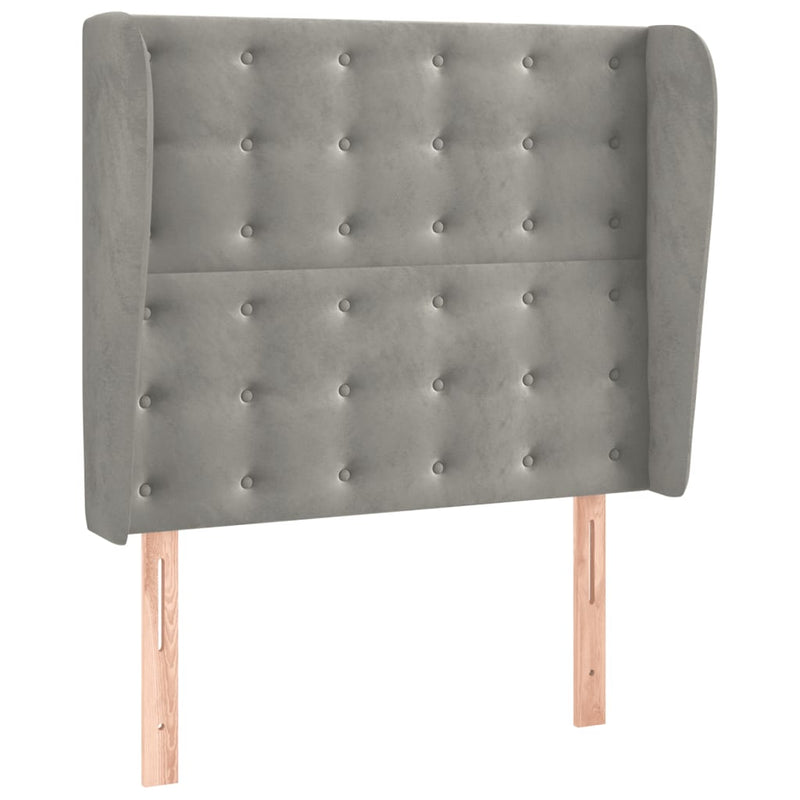 vidaXL világosszürke bársony fejtámla szárnyakkal 93 x 23 x 118/128 cm