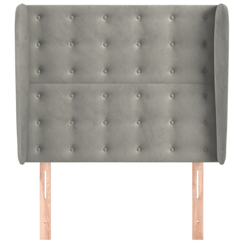 vidaXL világosszürke bársony fejtámla szárnyakkal 93 x 23 x 118/128 cm