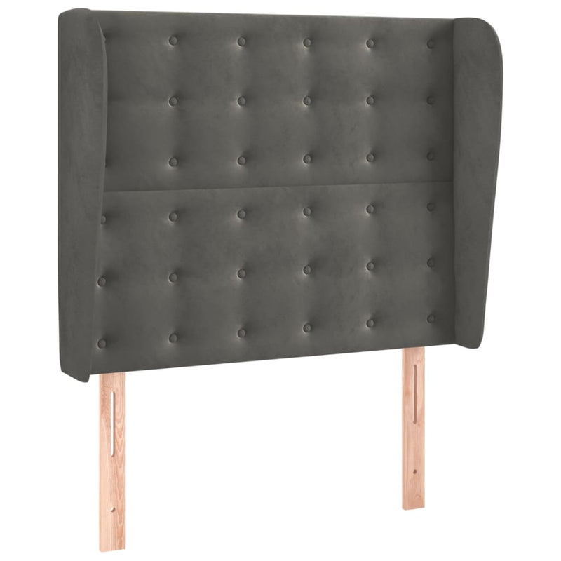 vidaXL sötétszürke bársony fejtámla szárnyakkal 93 x 23 x 118/128 cm