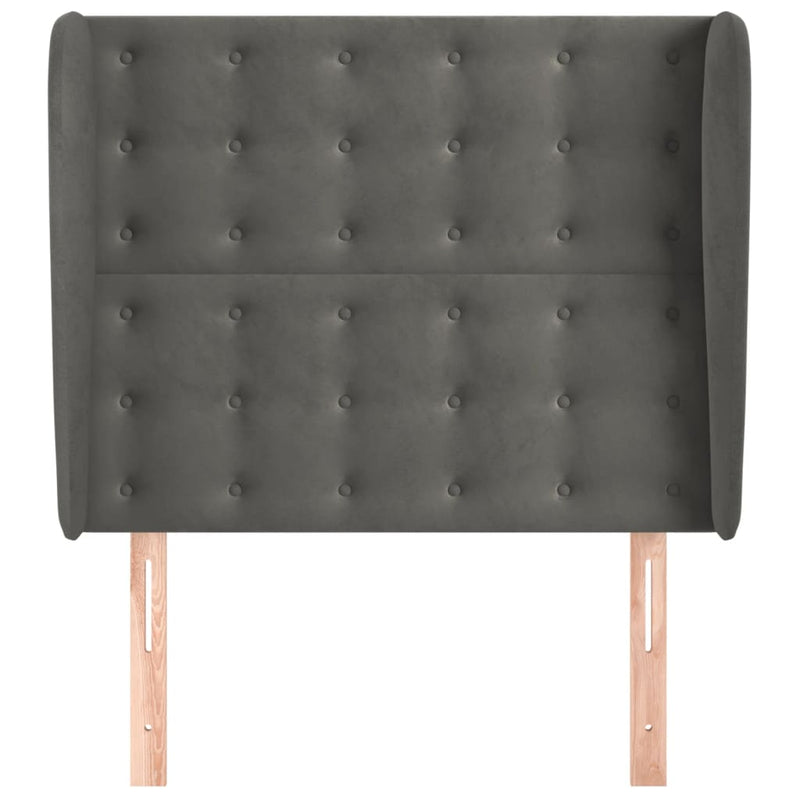 vidaXL sötétszürke bársony fejtámla szárnyakkal 93 x 23 x 118/128 cm