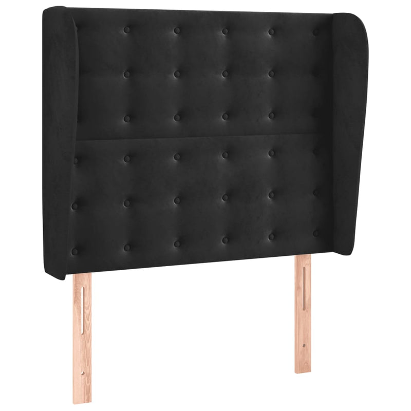 vidaXL fekete bársony fejtámla szárnyakkal 93 x 23 x 118/128 cm