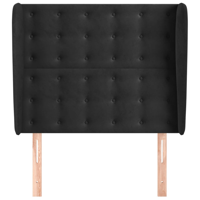 vidaXL fekete bársony fejtámla szárnyakkal 93 x 23 x 118/128 cm
