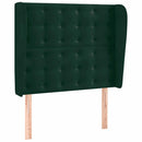 vidaXL sötétzöld bársony fejtámla szárnyakkal 93 x 23 x 118/128 cm