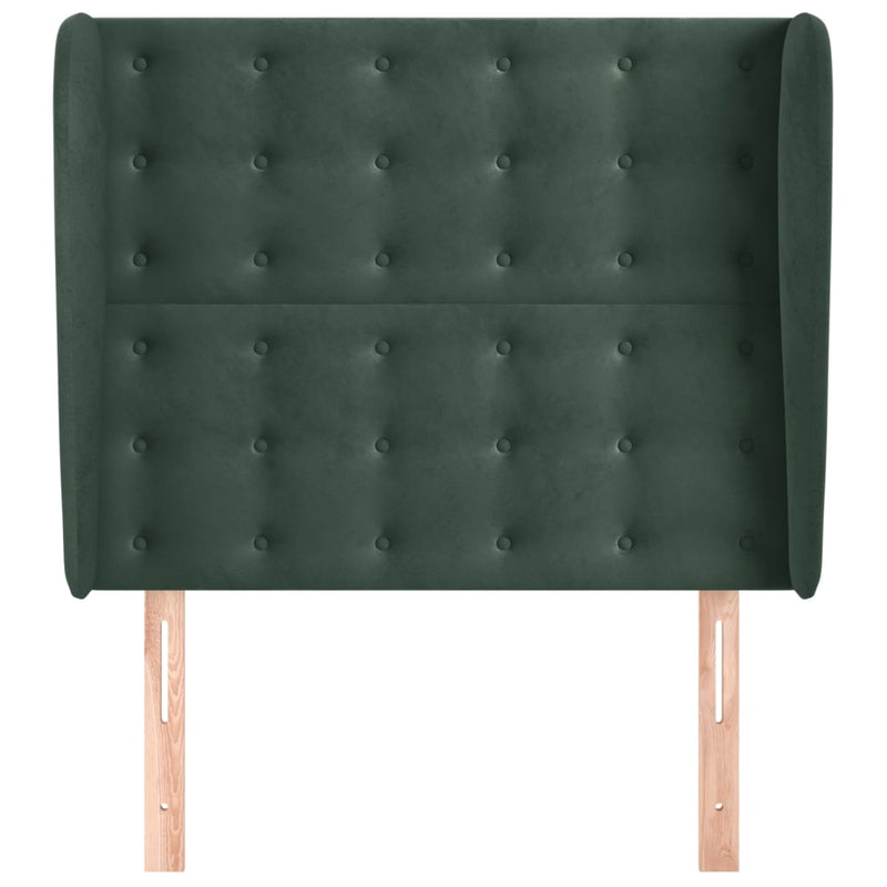 vidaXL sötétzöld bársony fejtámla szárnyakkal 93 x 23 x 118/128 cm