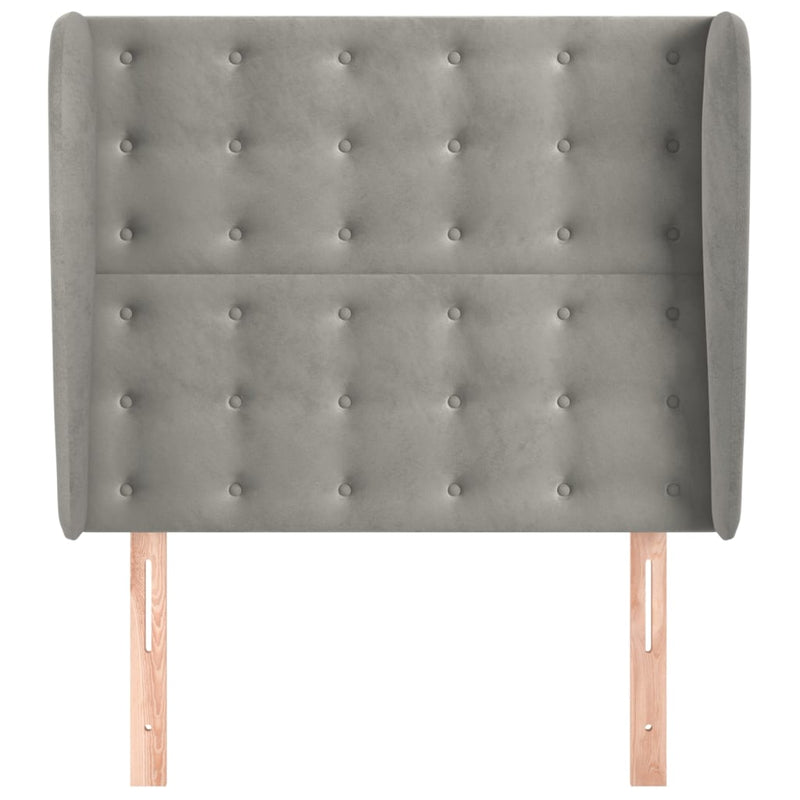 vidaXL világosszürke bársony fejtámla szárnyakkal103 x 23 x 118/128 cm