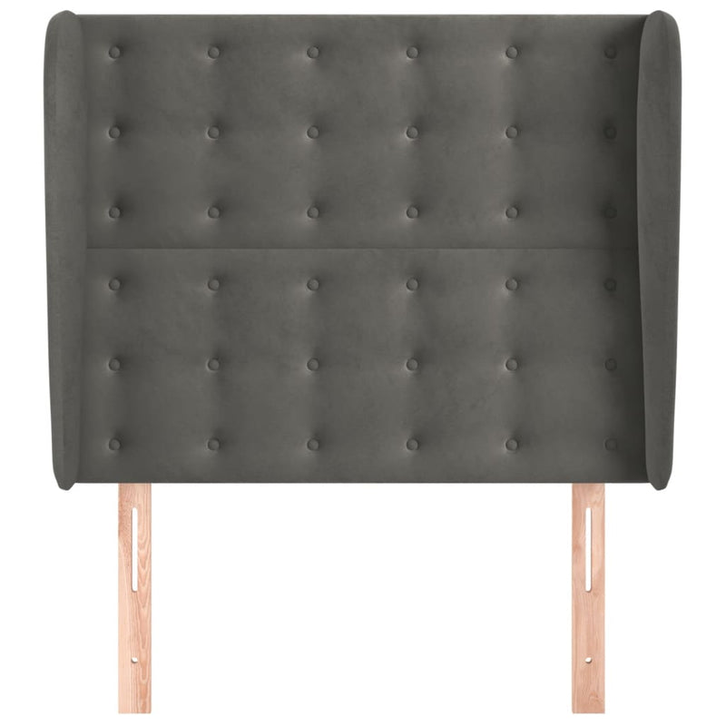 vidaXL sötétszürke bársony fejtámla szárnyakkal 103 x 23 x 118/128 cm