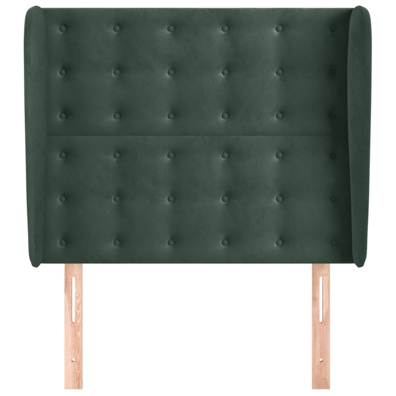 vidaXL sötétzöld bársony fejtámla szárnyakkal 103 x 23 x 118/128 cm
