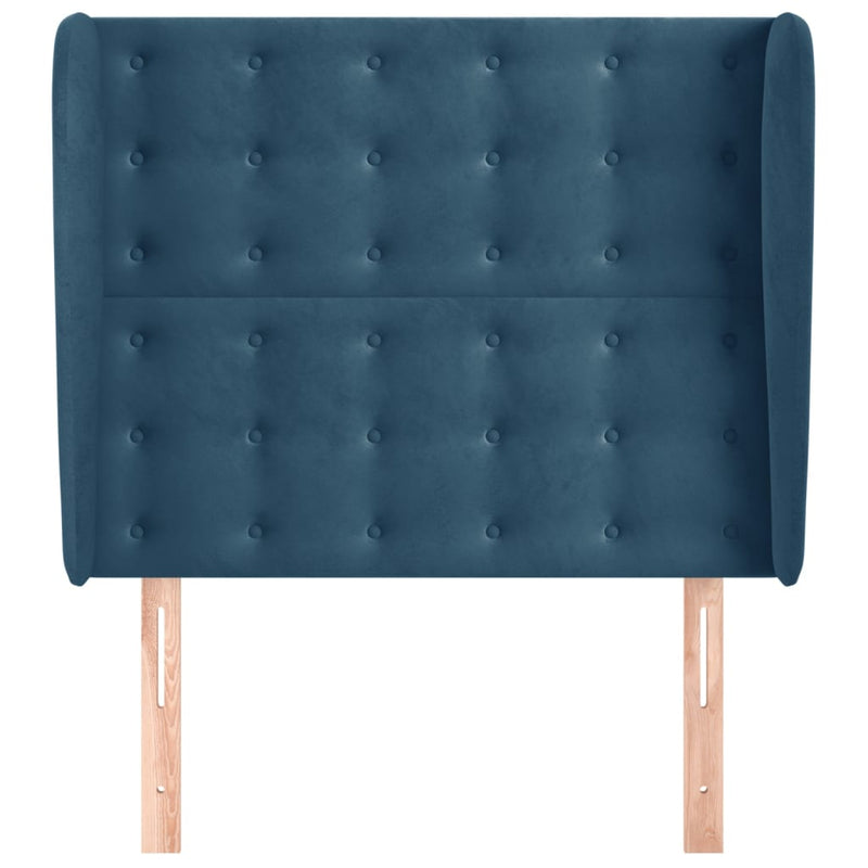 vidaXL sötétkék bársony fejtámla szárnyakkal 103 x 23 x 118/128 cm