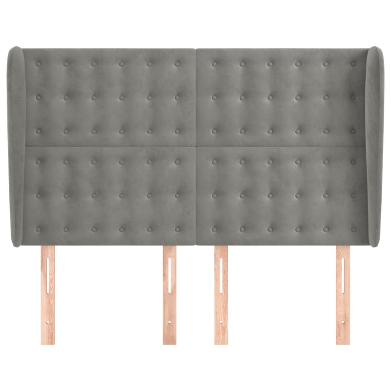 vidaXL világosszürke bársony fejtámla szárnyakkal147 x 23 x 118/128 cm
