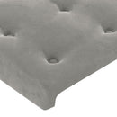 vidaXL világosszürke bársony fejtámla szárnyakkal 163x23x118/128 cm