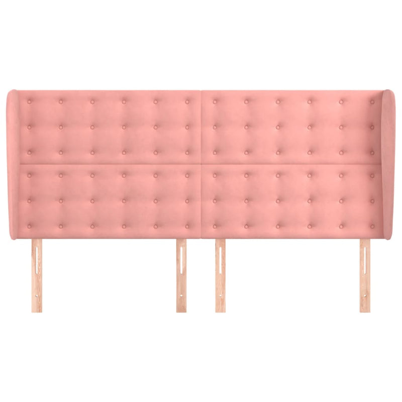 vidaXL rózsaszín bársony fejtámla szárnyakkal 163 x 23 x 118/128 cm