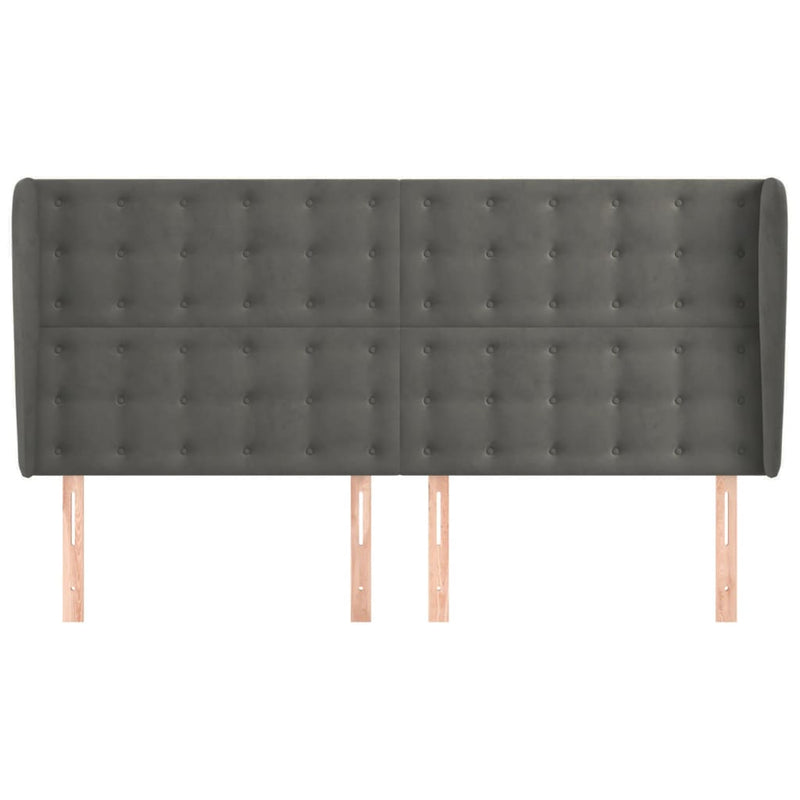 vidaXL sötétszürke bársony fejtámla szárnyakkal 183x23x118/128 cm