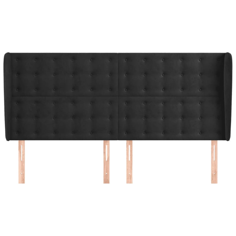 vidaXL fekete bársony fejtámla szárnyakkal 183x23x118/128 cm