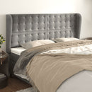 vidaXL világosszürke bársony fejtámla szárnyakkal 203x23x118/128 cm