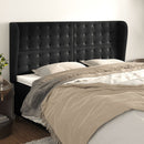vidaXL fekete bársony fejtámla szárnyakkal 203x23x118/128 cm