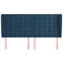 vidaXL sötétkék bársony fejtámla szárnyakkal 203x23x118/128 cm