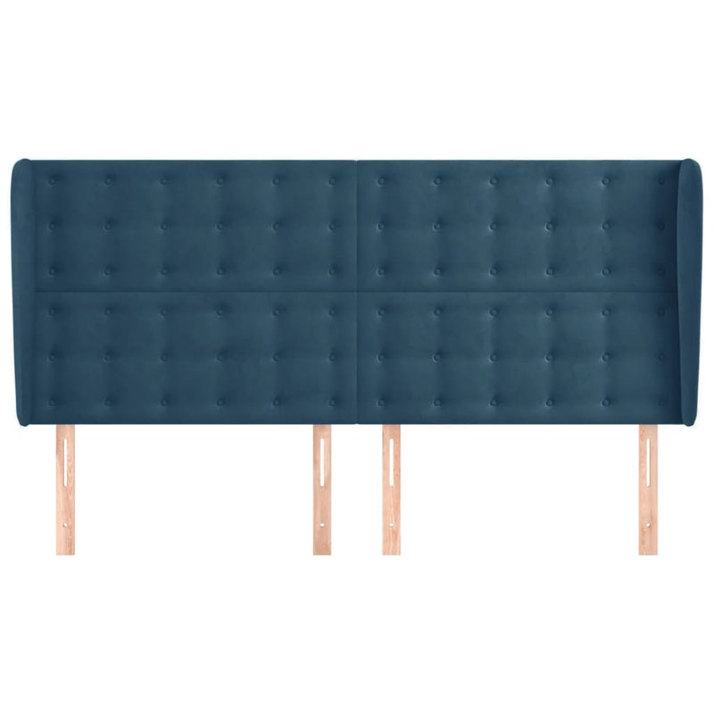 vidaXL sötétkék bársony fejtámla szárnyakkal 203x23x118/128 cm