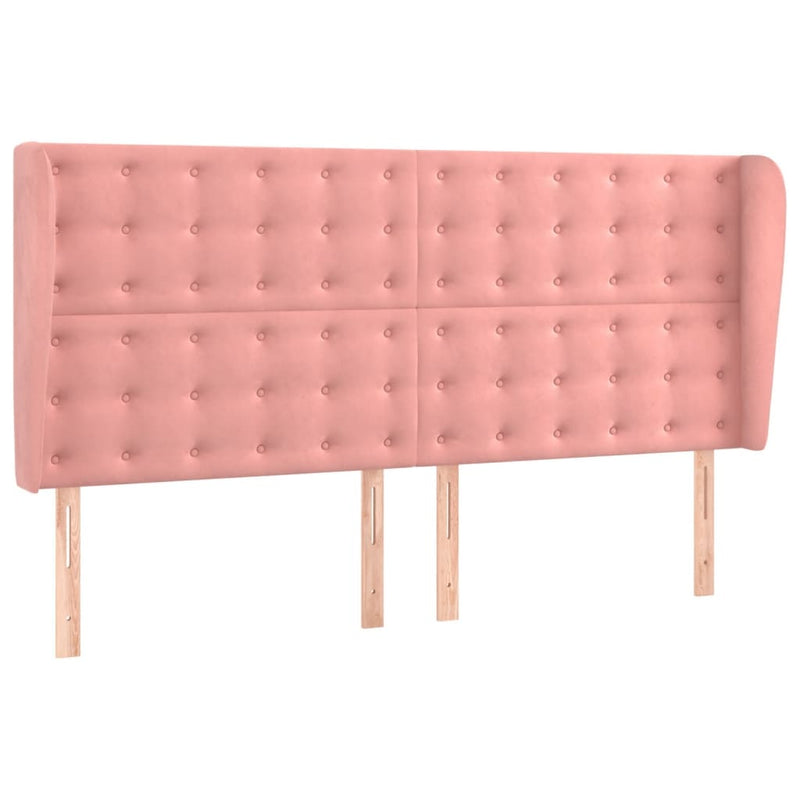 vidaXL rózsaszín bársony fejtámla szárnyakkal 203x23x118/128 cm