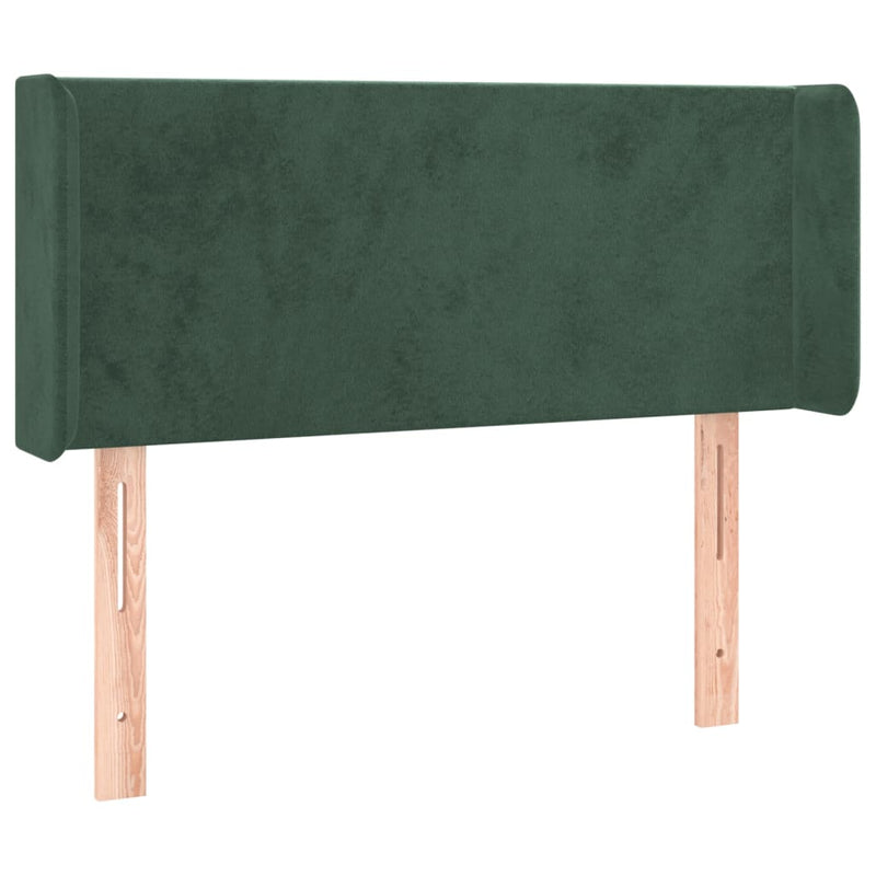 vidaXL sötétzöld bársony fejtámla szárnyakkal 93x16x78/88 cm