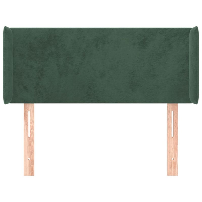 vidaXL sötétzöld bársony fejtámla szárnyakkal 93x16x78/88 cm