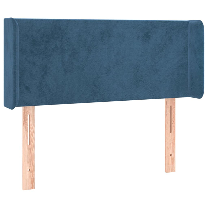 vidaXL sötétkék bársony fejtámla szárnyakkal 93x16x78/88 cm