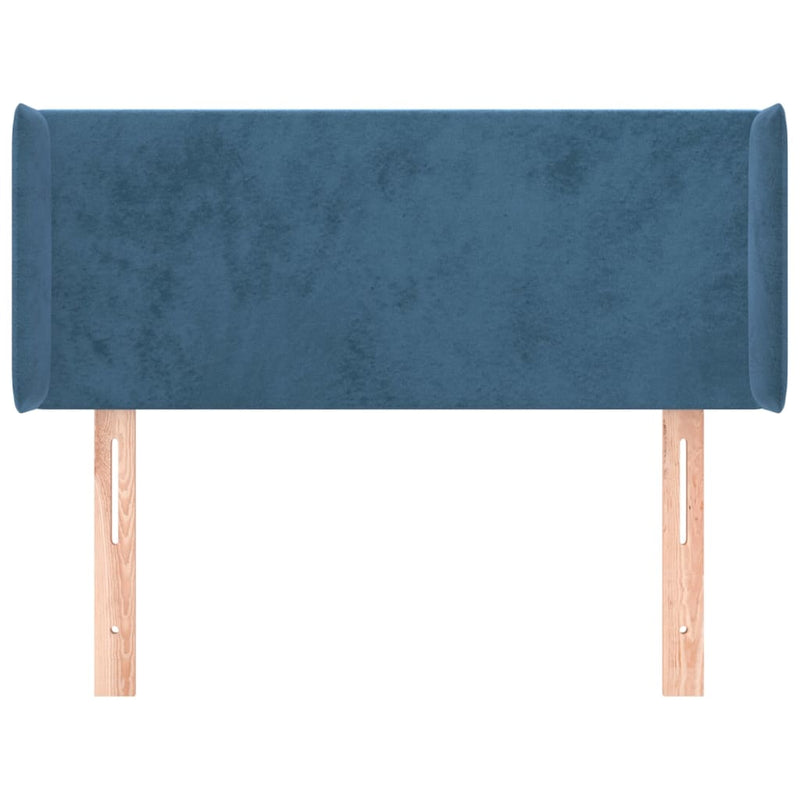 vidaXL sötétkék bársony fejtámla szárnyakkal 93x16x78/88 cm