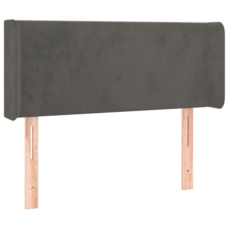 vidaXL sötétszürke bársony fejtámla szárnyakkal 103x16x78/88 cm