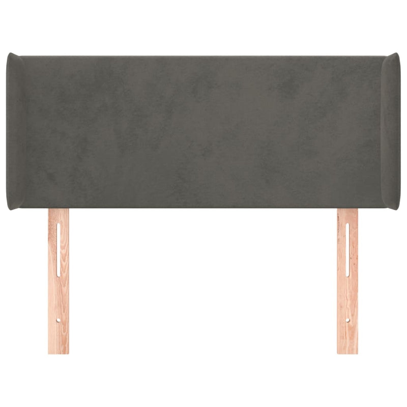 vidaXL sötétszürke bársony fejtámla szárnyakkal 103x16x78/88 cm