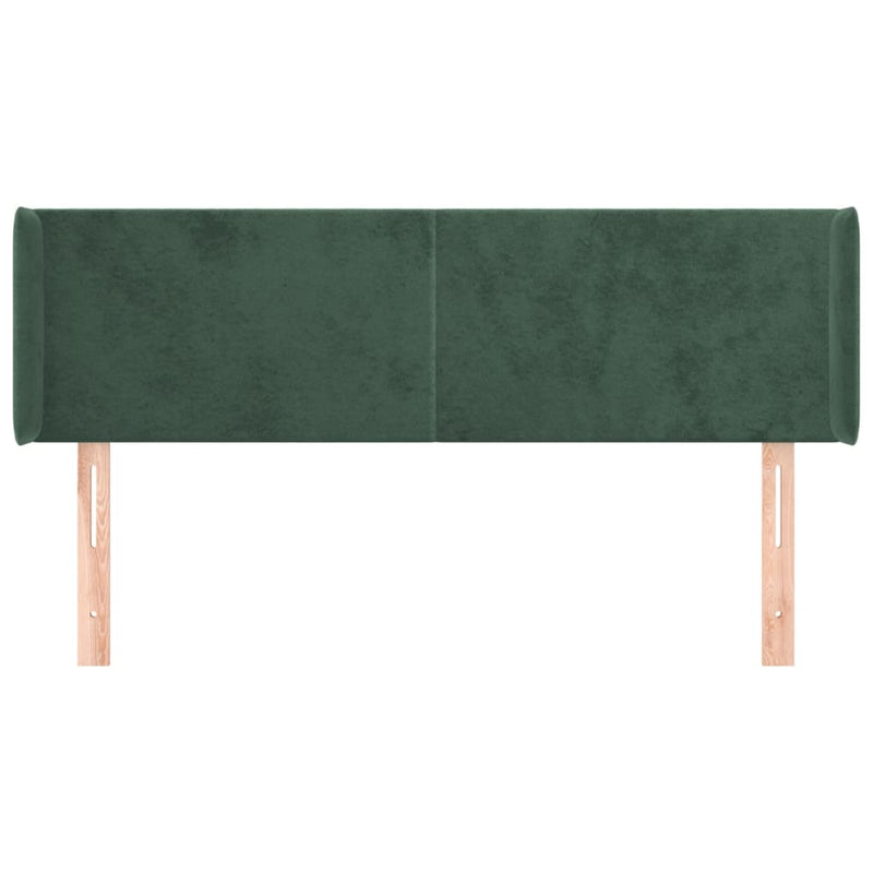 vidaXL sötétzöld bársony fejtámla szárnyakkal 147x16x78/88 cm